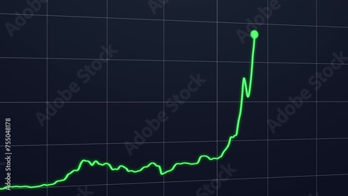 Animated Graph Depicting Financial Growth, Stock Market Boom, Business Success. 