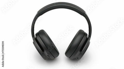 Black Over-Ear Headphones Isolated on White Background