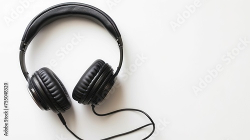 Black Over-Ear Headphones Isolated on White Background photo
