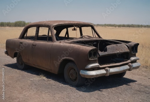 A burnt-out car. Car old burned by fire. Fire burned car. © Алексей Ковалев