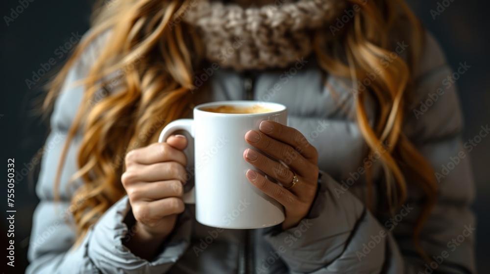 Warm Embrace: A Person Holding a Steaming Mug of Coffee Warm Embrace: A Person Holding a Steaming Mug of Coffee