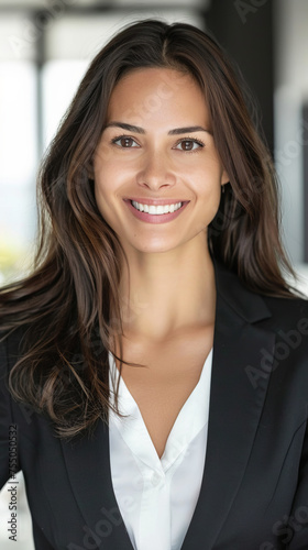 A frontal portrait of a happy senior woman, dressed as a businesswoman and politician. Ideal for professional profiles or leadership features. Generative AI.
