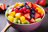 Tangy Rainbow fruit salad. Green food. Generate Ai