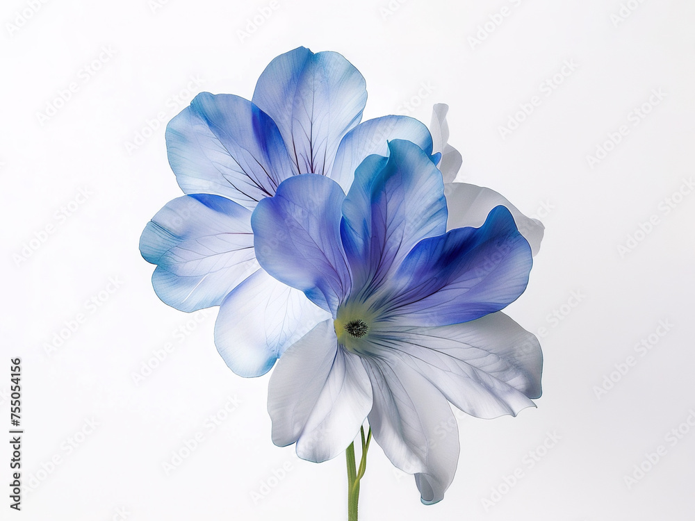 Beautiful blue flower on white background	