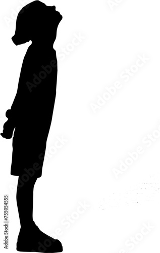 silhouette of a girl standing alone on a transparent background