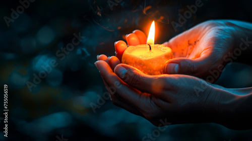 Warm Candlelight Held in Gentle Hands.