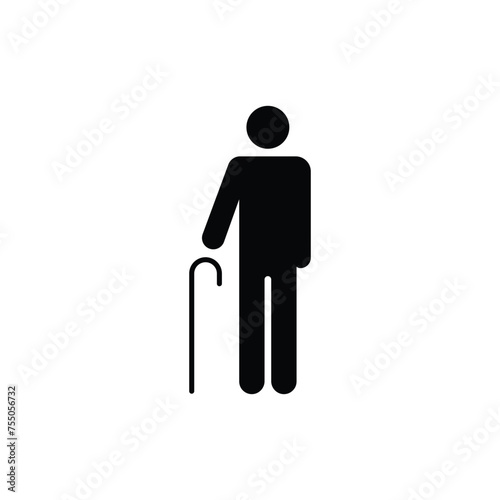 Standing person with cane icon. Public information symbol modern, simple, vector, icon for website design, mobile app, ui. Vector Illustration