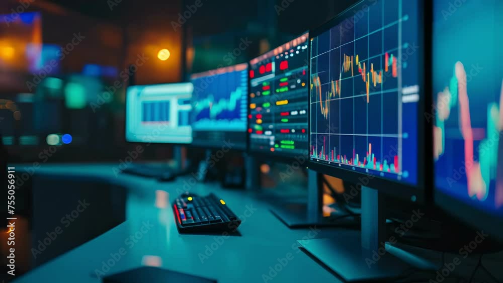 stock data monitor analyzing data stock market in monitoring room on the data presented in the chart, forex trading graph, stock exchange trading online, financial investment. stock data monitor analyzing data stock market in monitoring room on the data presented in the chart, forex trading graph, stock exchange trading online, financial investment.