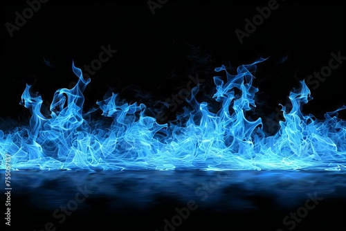 Blue flames Intense and mystical Isolated on black for dynamic and powerful designs