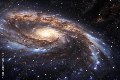 Astrophysical exploration with a vibrant galaxy and celestial bodies in the universe