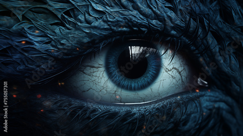 Hyper-Realistic Blue Eye of a Deep-Sea Creature © Watermelon Jungle