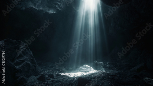 Ethereal Light Showering a Mystical Cave, Unearthing the Marvels of the Underground