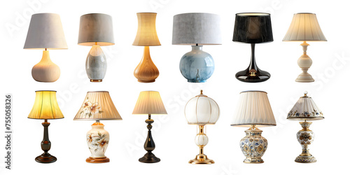 3D Rendering Pack of a Table Light Lamp for Bedroom on Transparent Background - Ai Generated