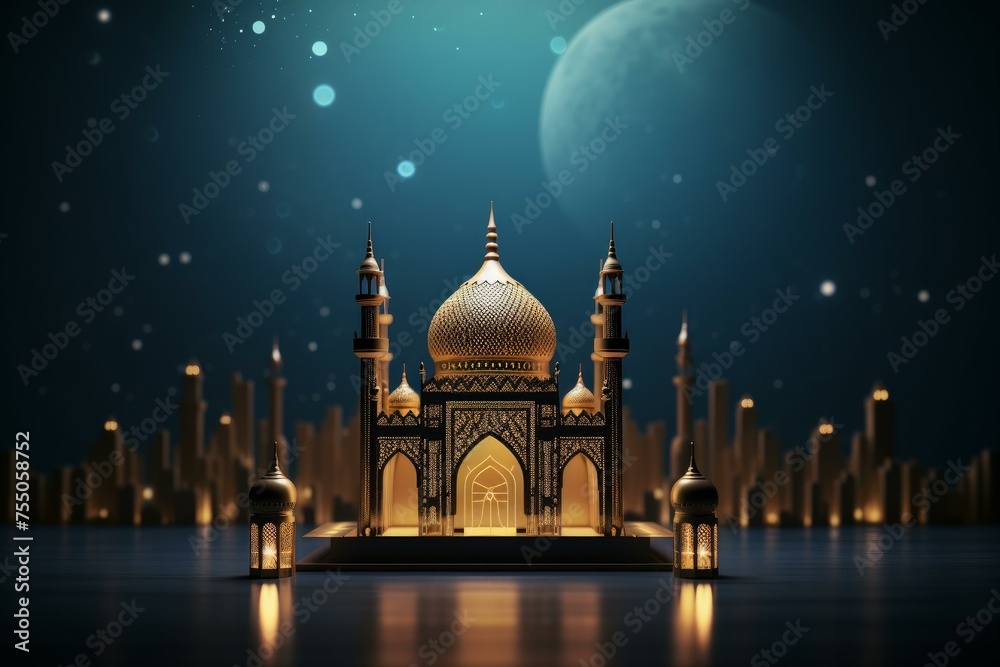 Cultural Ramadan day mockup background. Card light. Generate Ai