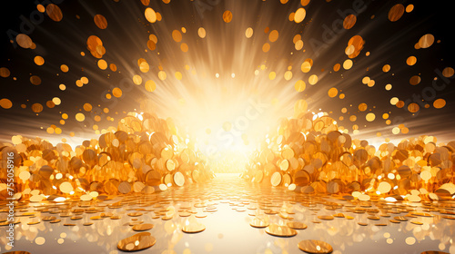 Shimmering Gold Coins: Vivid, Radiant, and Dazzling Visuals Created with Generative AI Technology