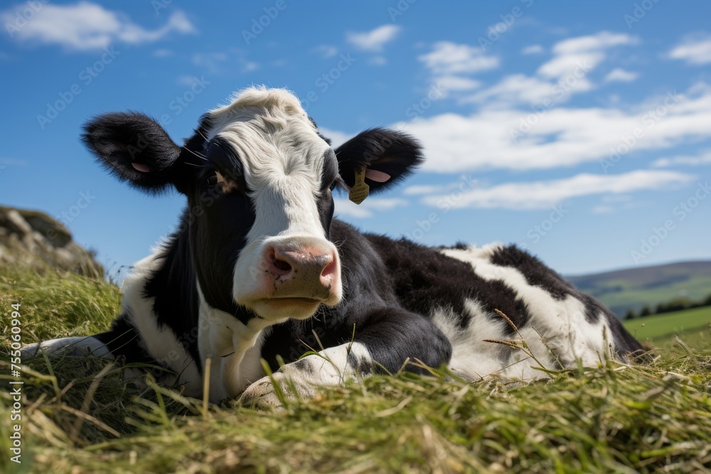 Relaxed Cow Resting Isolated on Transparent Background