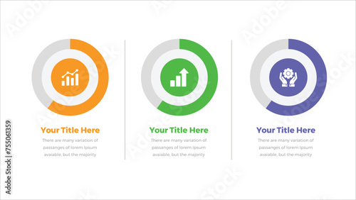 Set of colorful infographic percentage piecharts / segment of hole circle icons  photo