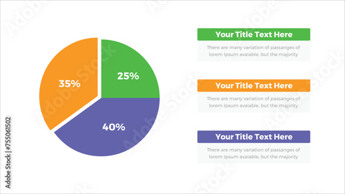 Percentage Data Pie Charts.  3 steps Editable Data pie Charts Infographic Elements, pie chart with icon, business elements and statistics with numbers.