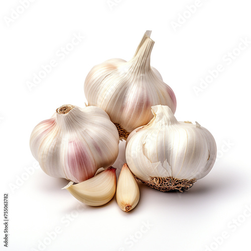 Garlic on a white background сreated with Generative Ai