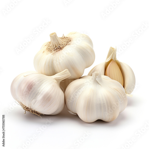 Garlic on a white background сreated with Generative Ai