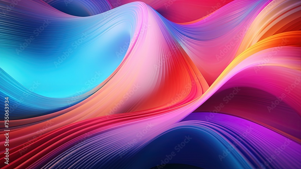 Obraz premium neon rainbow wave on black background