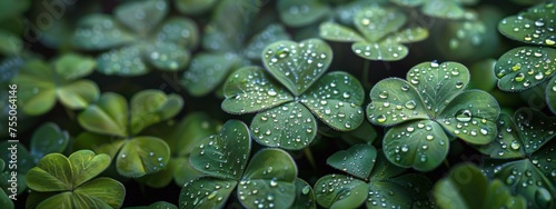 Lush Green Leaves Covered in Water Droplets