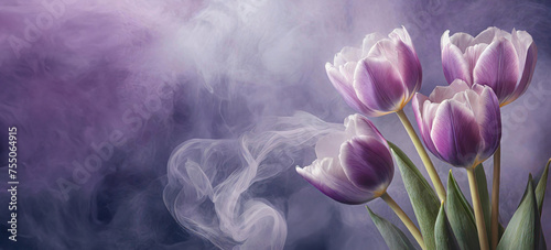 Macro flowers , purple tulips. Copy space © Iwona