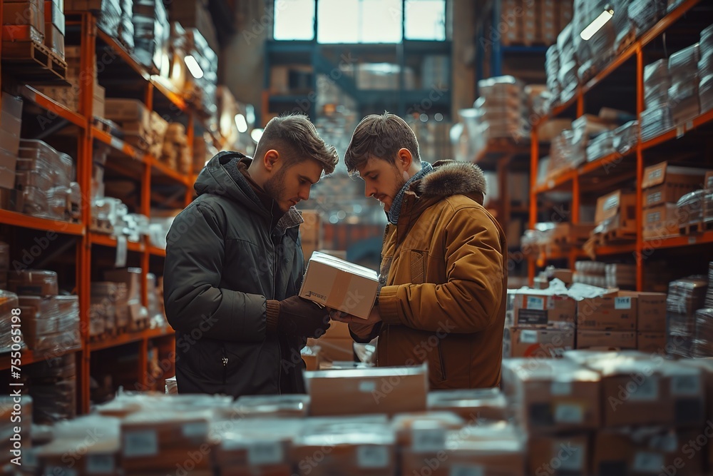 warehouse workers preparing boxing for delivery, concept of post office and delivery warehouse workers preparing boxing for delivery, concept of post office and delivery