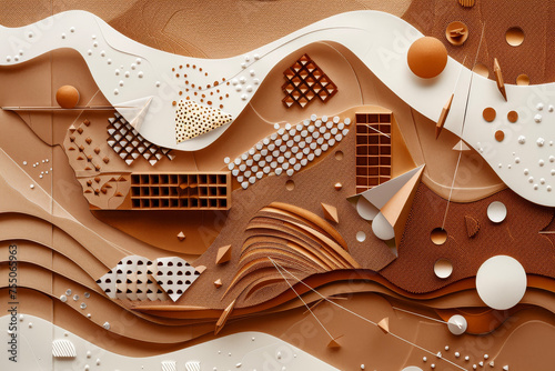 Wallpaper Mural A abstract background with a brown touch, a paper cut, a braille code, and a origami Torontodigital.ca