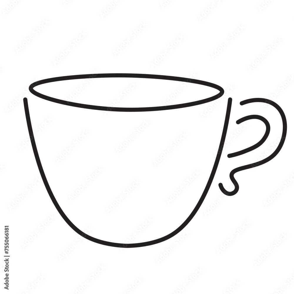 cup in doodle style in vector. template for greeting card design sticker poster