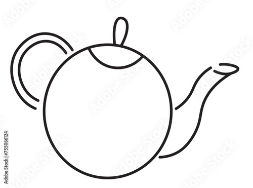teapot in doodle style in vector. template for greeting card design sticker poster