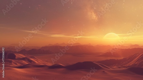 landscape of Sand dunes in the desert
