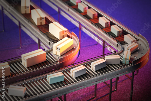 Conveyor belt with parcels....