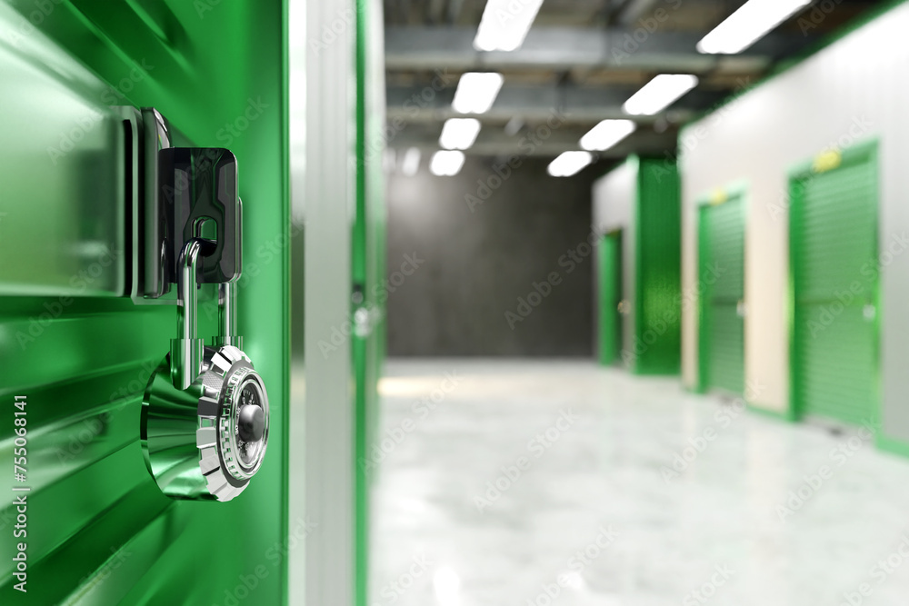 Warehouse units. Chamber for safekeeping of personal belongings. Lock hangs on closed warehouse