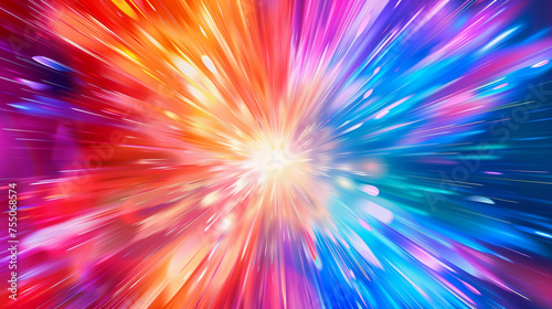Dynamic Explosion of Color, Bright Rainbow Spectrum, Abstract Light Burst Background