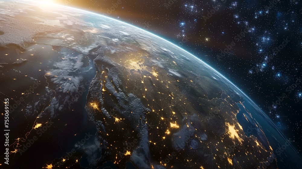 Obraz premium Earth from space shows the beauty of space exploration. 3D rendering