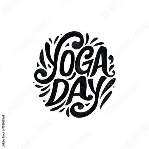 Yoga day is a fun and creative way to promote the practice of yoga. The black and white font gives the design a vintage and artistic feel, while the flowing lines and swirls add a sense of movement