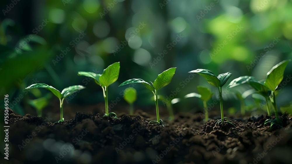 Green seedling growing from seed in the morning light, agriculture concept Green seedling growing from seed in the morning light, agriculture concept