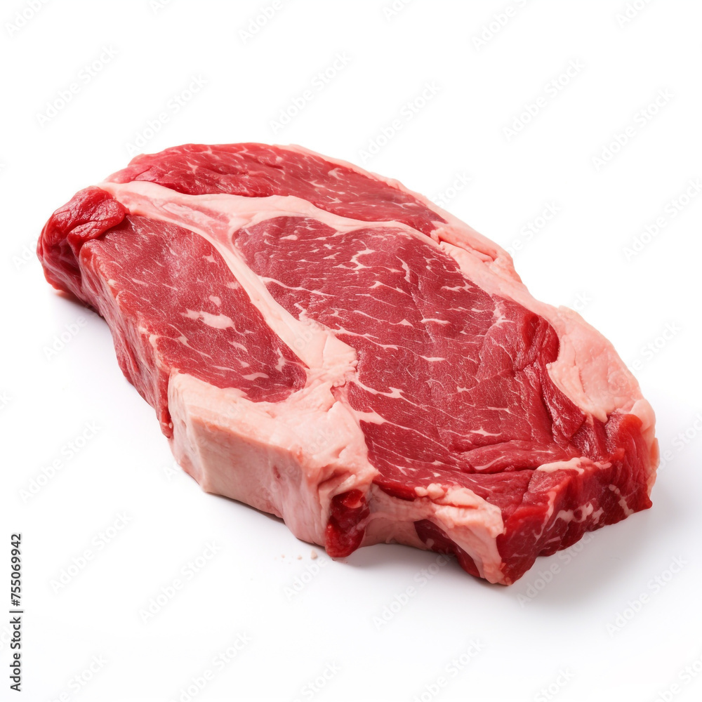 piece of meat on a white background сreated with Generative Ai piece of meat on a white background сreated with Generative Ai