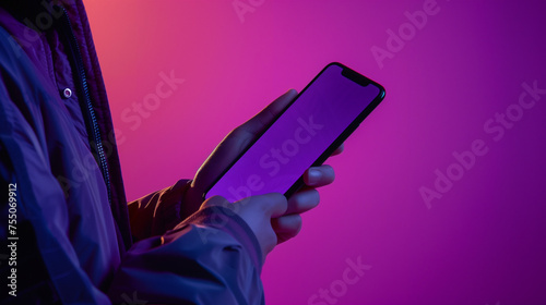 Person Holding a Smartphone with Bright Background