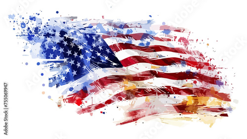 USA Fahne Grunge Element Flagge Wasserfarben Vektor