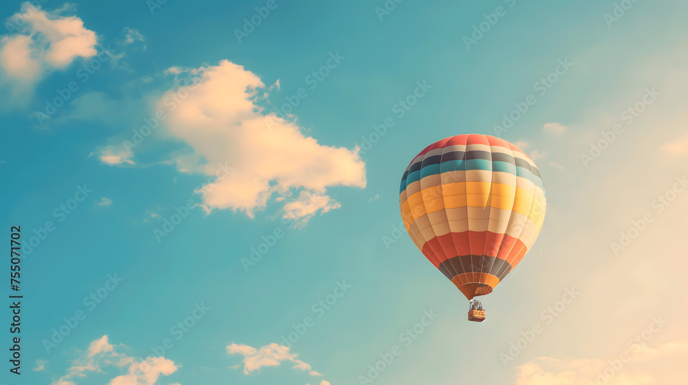 Obraz premium Colorful Hot Air Balloon Soaring in the Sky