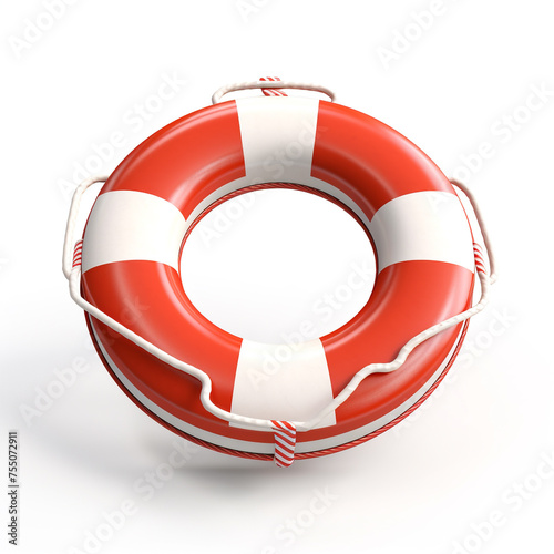 3d model of a lifebuoy on a white background сreated with Generative Ai