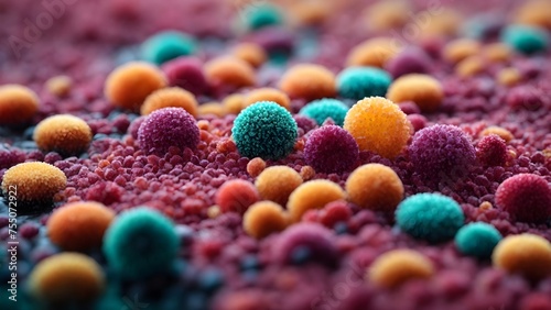 A microscopic view of a group of bacteria.