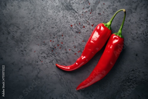Bright Red chilli pepper. White plant hot. Generate Ai
