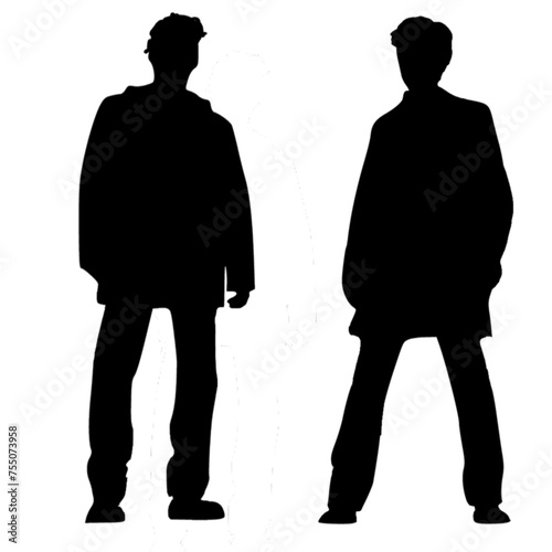 Two Elegant man - businessman silhouette - stylized drawing - icon - ideal for website, email, presentation, advertisement, label, sticker, postcard,, cricut, sublimation

