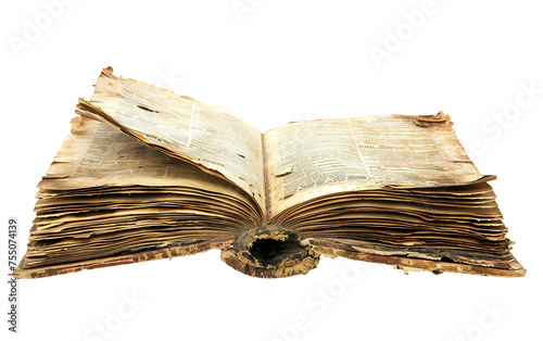 Worn Out Paperback Book with Dog Eared Corners Isolated on Transparent Background PNG.