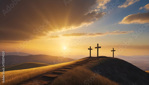 Good Friday Crucifixion And Resurrection of Jesus at Sunrise 