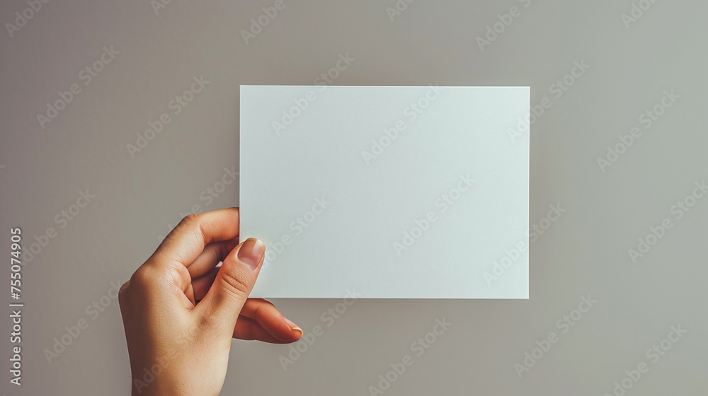hand holding rectangular blank white paper board, card for advertising mockup, copy space for text, minimalistic aesthetic hand holding rectangular blank white paper board, card for advertising mockup, copy space for text, minimalistic aesthetic