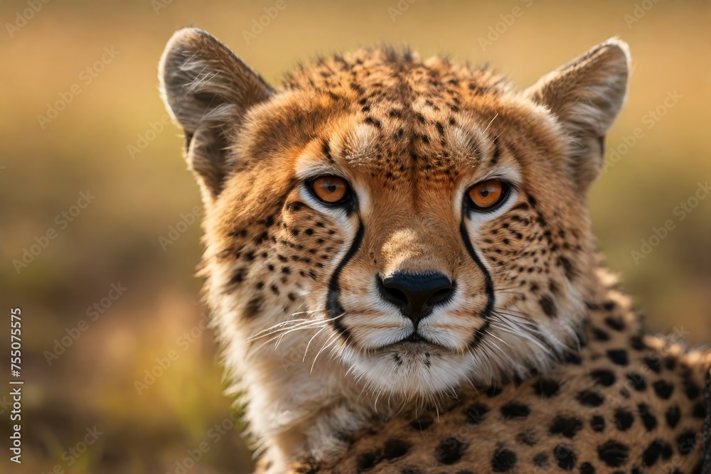 A cheetah, Acinonyx jubatus, standing in the savanna A cheetah, Acinonyx jubatus, standing in the savanna